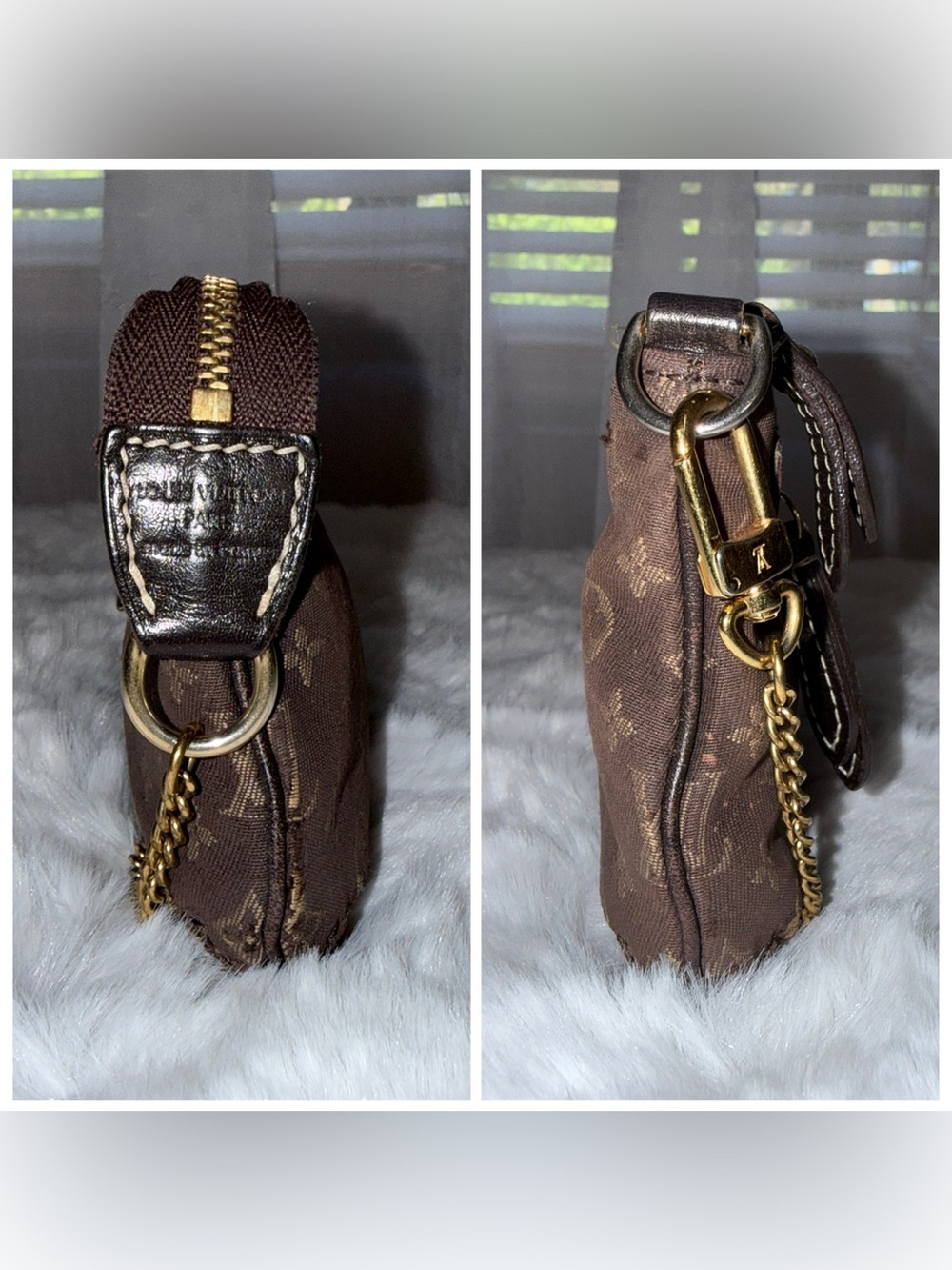 Louis Vuitton Brown Monogram Canvas Mini Lin Pochette with Chain Wristlet - Picture 8 of 15